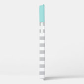 アクアモダンブルーグレイストライプズカスタムモノグラム Case-Mate iPhoneケース (裏面 / 右)