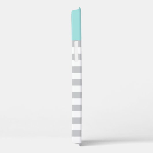 アクアモダンブルーグレイストライプズカスタムモノグラム Case-Mate iPhoneケース (裏面 / 右)