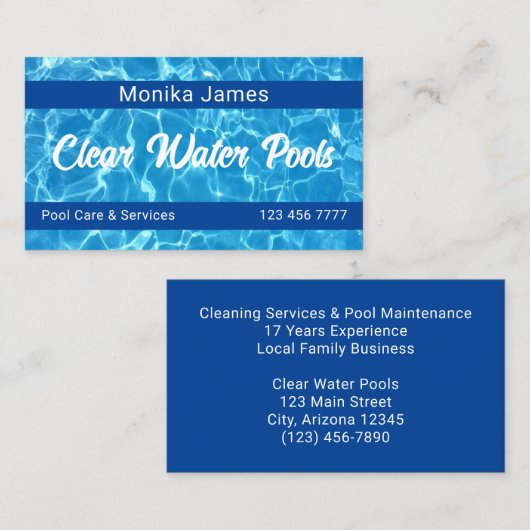 アクアモダンブルースイミングプール写真 名刺 (正面/裏面)