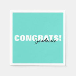 アクアモダンブルータイポグラフィおめでとう卒業 スタンダードカクテルナプキン