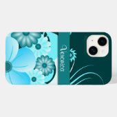 アクアモダンブルーティール(緑がかった色)サマーハイビスカスフローラ Case-Mate iPhoneケース (裏面 (横))