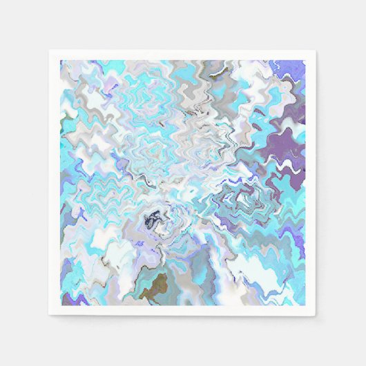 アクアモダンブルーデザインカクテル紙ナプキンス スタンダードカクテルナプキン (正面)