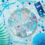 アクアモダンブルーデザイン春サマーシック ペーパープレート (パーティー)