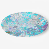 アクアモダンブルーデザイン春サマーシック ペーパープレート (アングル)