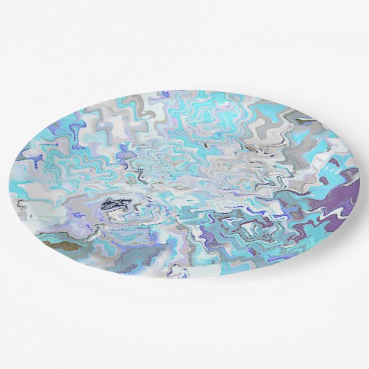 アクアモダンブルーデザイン春サマーシック ペーパープレート (アングル)