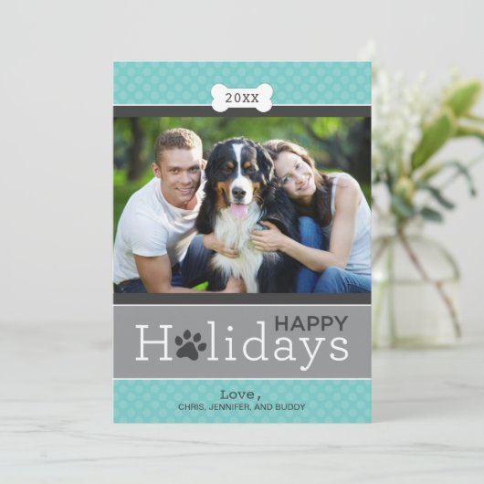 アクアモダンブルーパピードッグテーマハッピーホリデイズ シーズンカード (スタンド正面)