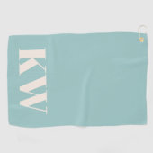 アクアモダンブルーモノグラムイニシャルパーソナライズされた ゴルフタオル (横)