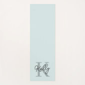 アクアモダンブルーモノグラムスクリプト ヨガマット (正面)