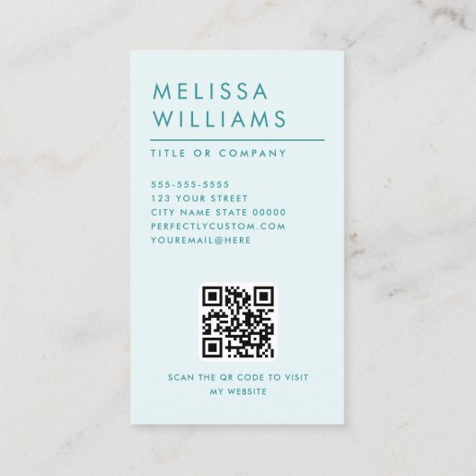 アクアモダンブルーリネンは垂直ミニマルに見える 名刺 (裏面)