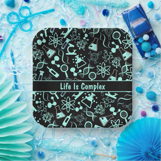 アクアモダンブルー生化学生命は複雑である ペーパープレート (パーティー)