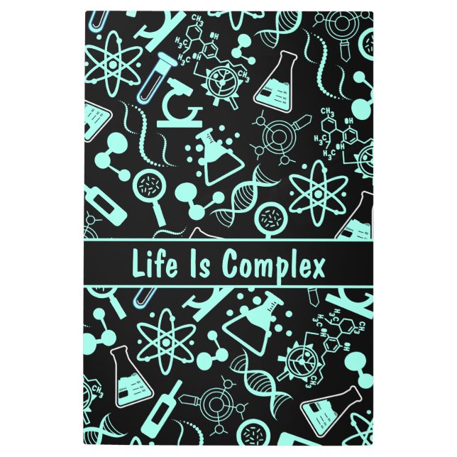 アクアモダンブルー生化学生命は複雑である メタルプリント (正面)