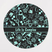 アクアモダンブルー生化学生命は複雑である ラベル (デザイン1)