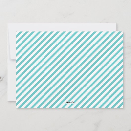 アクアモダンホワイトストライプクリスマスホリデー シーズンカード (裏面)