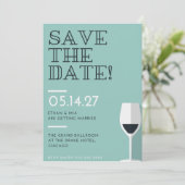 アクアモダンマエレガントリン日付の保存招待状 セーブザデート (スタンド正面)