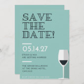 アクアモダンマエレガントリン日付の保存招待状 セーブザデート (正面/裏面)