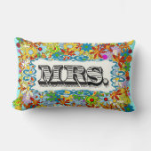 アクアモダンミセス花柄の枕 ランバークッション (正面)