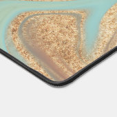 アクアモダンラストイエロー金ゴールド大理石スワールモノグラム デスクマット (コーナー)