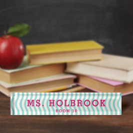 アクアモダン幾何学的波型先生 デスクネームプレート