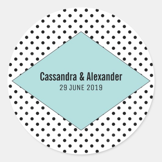 アクアモダン水玉模様結婚ズ ラウンドシール (正面)