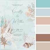 アクアモダン海シェルQRコー結婚ド 出欠カード