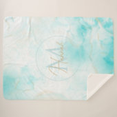 アクアモダン金ゴールドアルコールインクアートウォーターカラー海 シェルパブランケット (正面(横))