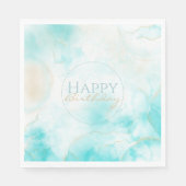 アクアモダン金ゴールドアルコールインクアートウォーターカラー海 スタンダードランチョンナプキン (正面)