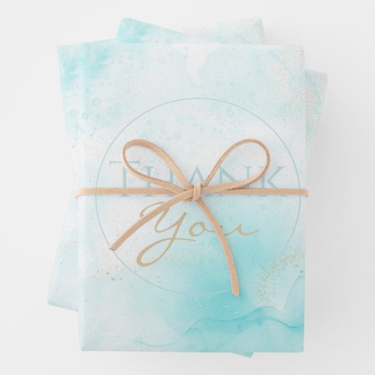 アクアモダン金ゴールドアルコールインクアートウォーターカラー海 ラッピングペーパーシート (インサイチュ)