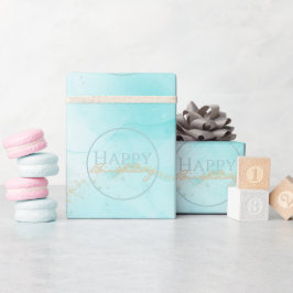 アクアモダン金ゴールドアルコールインクアートウォーターカラー海 ラッピングペーパー