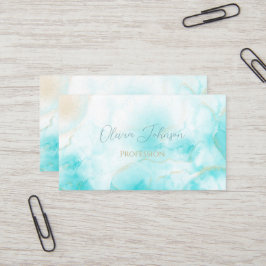 アクアモダン金ゴールドアルコールインクアートウォーターカラー海 名刺