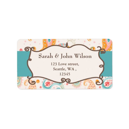 アクアモダン、ブルー、差出人住所ラベル ラベル (正面)