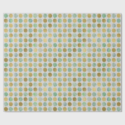 アクアモダン&金ゴールド点々のある全大事な行事ギフト ラッピングペーパー (フラット)