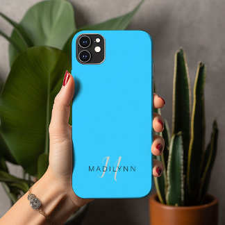 アクアモノグラムのブルーミニマリスト iPhone 13 PRO MAXケース