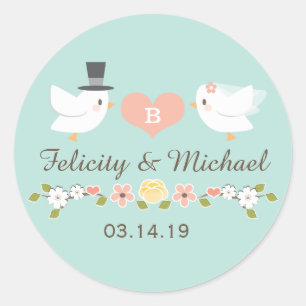 アクアモノグラムの鳩ラブバード結婚ズ ラウンドシール