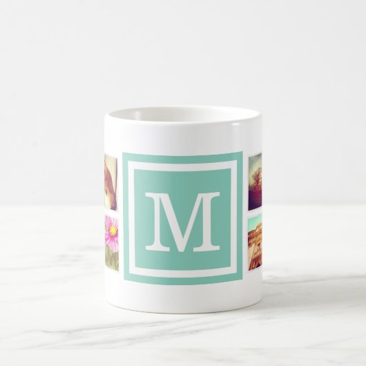 アクアモノグラムインスタグラム写真コラージュマグ コーヒーマグカップ (中央)