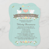 アクアモノグラムラブバーズブライダルシャワー招待 招待状 (正面/裏面)