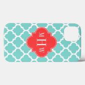 アクアモロッコ#5コーラルレッド3イニシャルモノグラム Case-Mate iPhoneケース (裏面 (横))