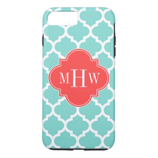 アクアモロッコ#5コーラルレッド3イニシャルモノグラム Case-Mate iPhoneケース (裏面)