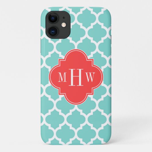 アクアモロッコ#5コーラルレッド3イニシャルモノグラム Case-Mate iPhoneケース (裏面)