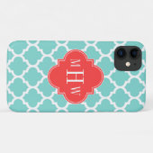 アクアモロッコ#5コーラルレッド3イニシャルモノグラム Case-Mate iPhoneケース (裏面(横))