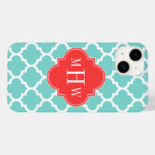 アクアモロッコ#5コーラルレッド3イニシャルモノグラム Case-Mate iPhoneケース (裏面 (横))