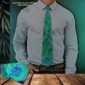 アクアユニークグリーンブルーモノグラム ネクタイ