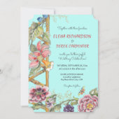 アクアユニークフローラChinoiserie庭園の結婚式 招待状 (正面)