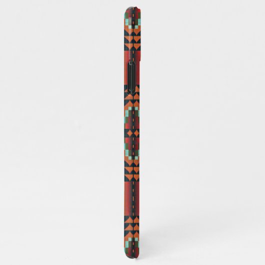 アクアユニークブルーレッドオレンジ族の部族モザイク iPhoneケース (右側)