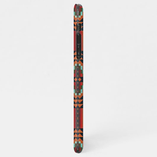 アクアユニークブルーレッドオレンジ族の部族モザイク iPhoneケース (左側)