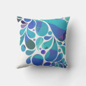 アクアユニークブルー紫の水彩模様 クッション (裏面)