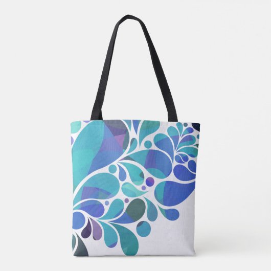 アクアユニークブルー紫の水彩模様 トートバッグ (裏面)