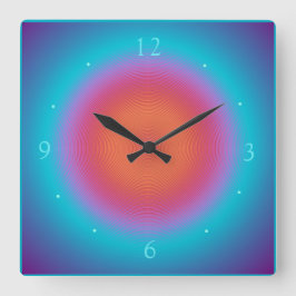 アクアライトオレンジ色のピンクデザイン>ウォールクロック スクエア壁時計