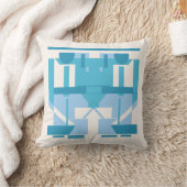 アクアライトブルーターコイズホワイト抽象芸術モザイク クッション (ブランケット)