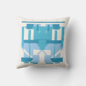 アクアライトブルーターコイズホワイト抽象芸術モザイク クッション (裏面)