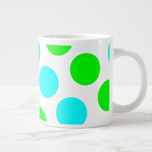 アクアライムとホワイト水玉模様 ジャンボコーヒーマグカップ (右)